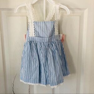 NWT Emma Garden 2 piece blue striped lace scalloped outfit girls Size 24M